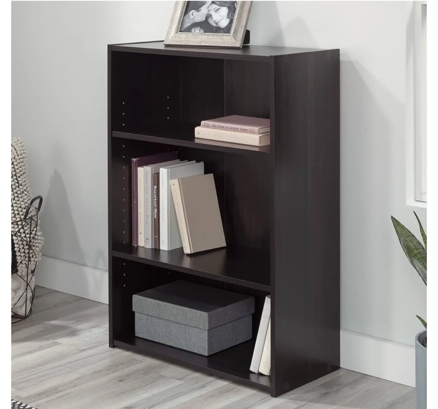 New Sauder Select 3-Shelf Bookcase - Dark Wood Finish image indicator(4)