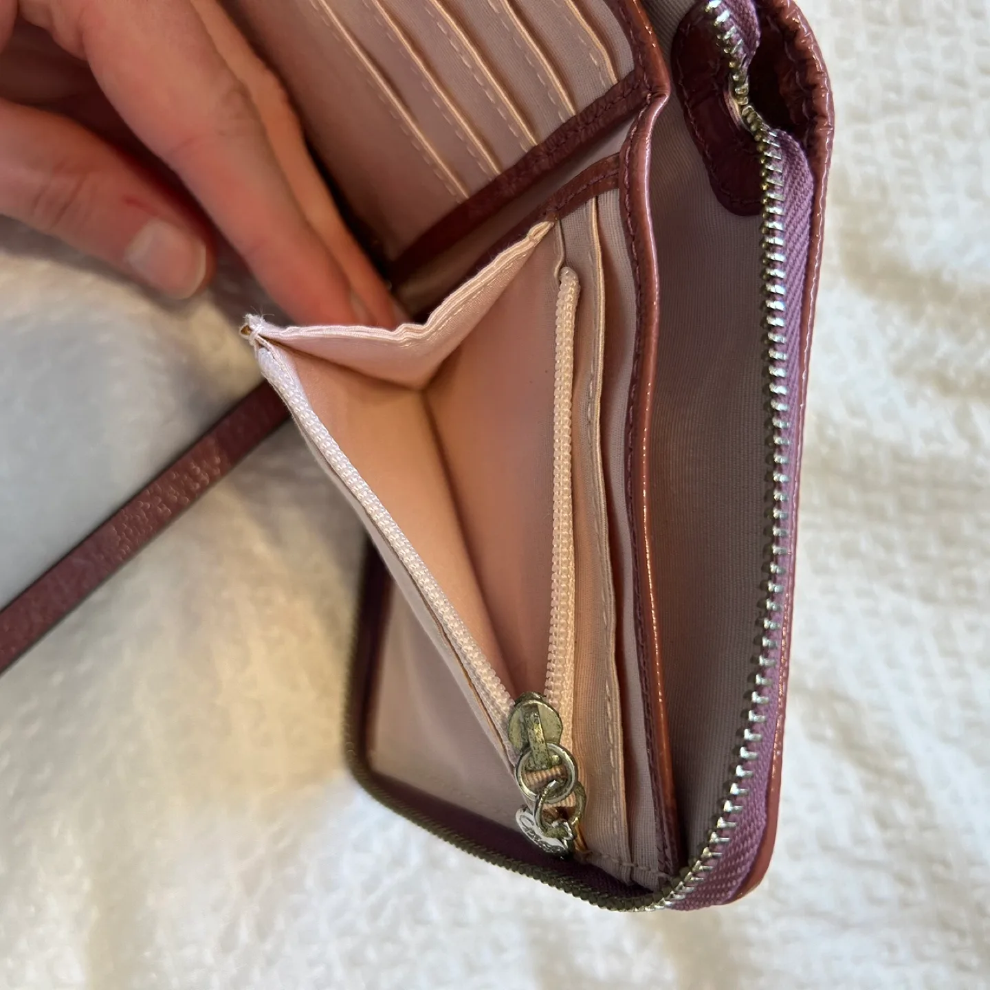 Women’s Coach Wallet - Compact Beige and Pink Wallet With Strap image indicator(7)