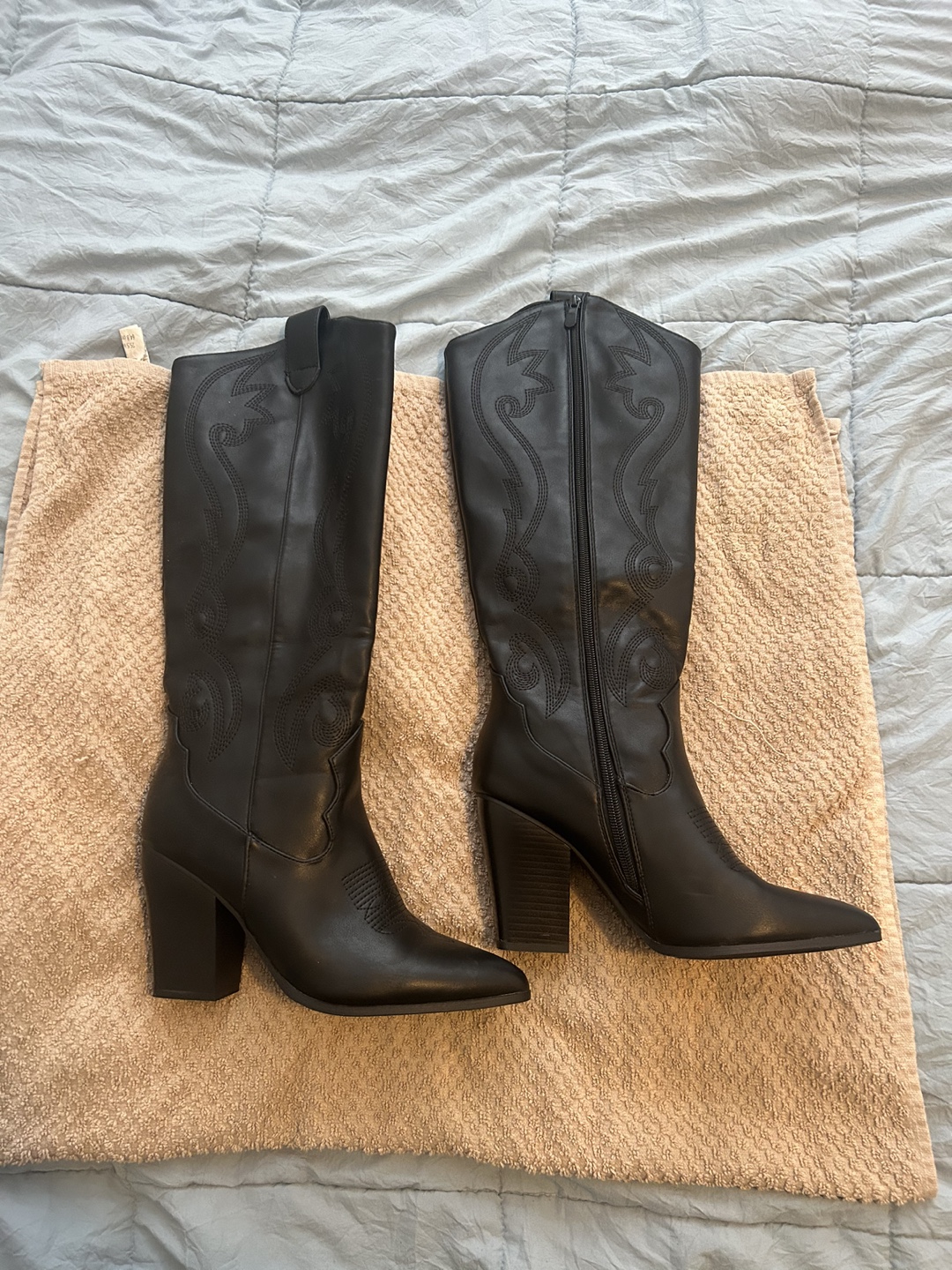 Black Knee-High Western Boots