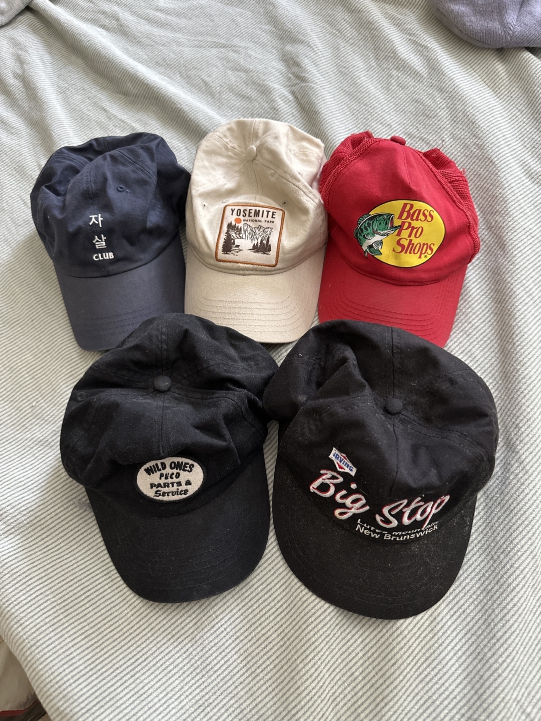 Lot of 5 Used Baseball Caps