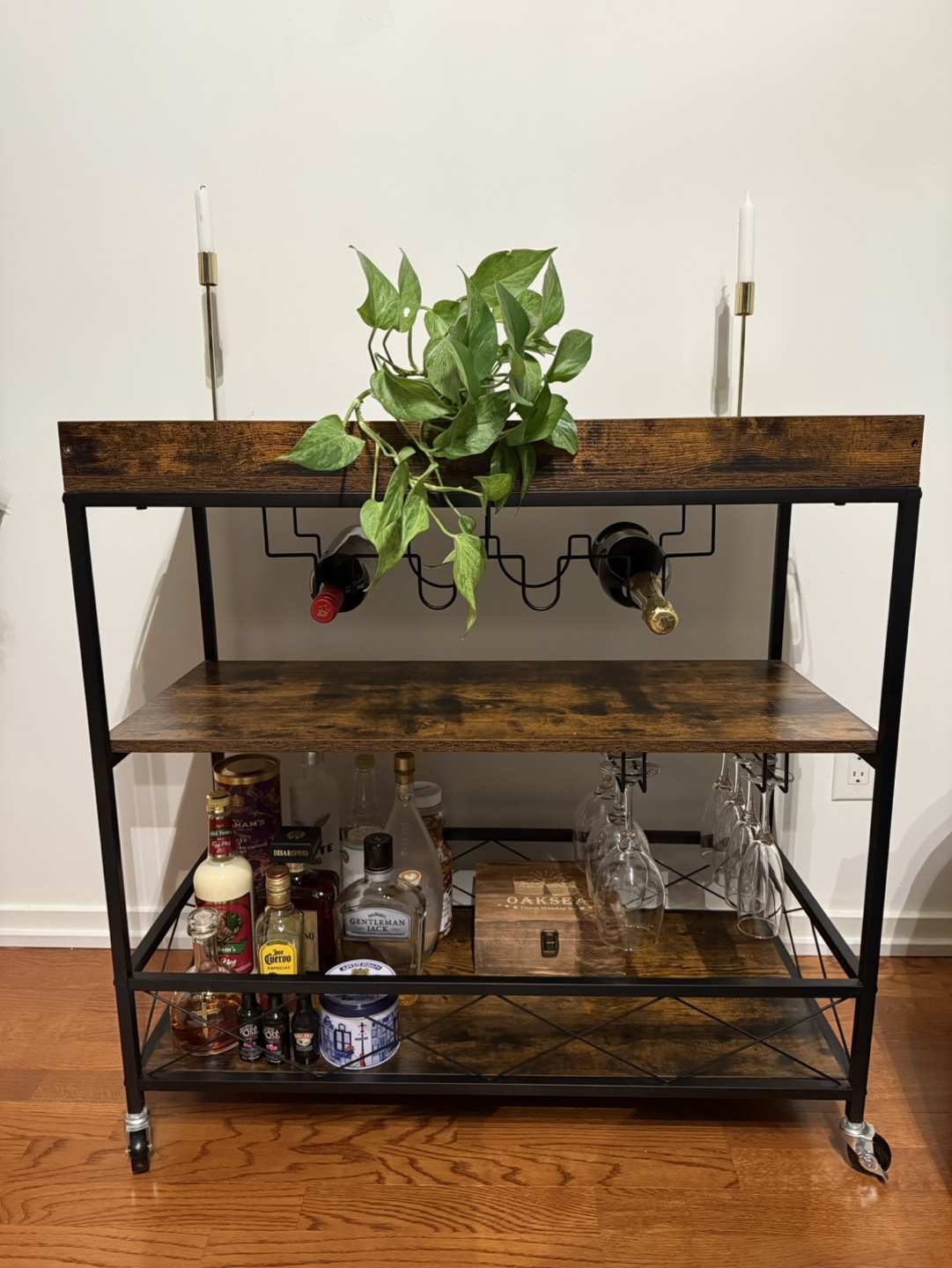 HOMCOM Rustic Brown Bar Cart - photo 3