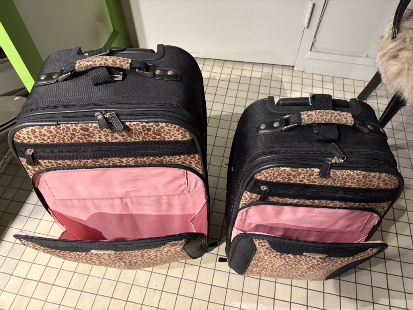 2 Leopard Rolling Suitcases - photo 4
