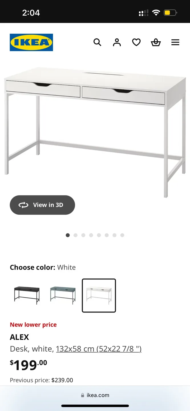 IKEA ALEX Desk - White thumbnail