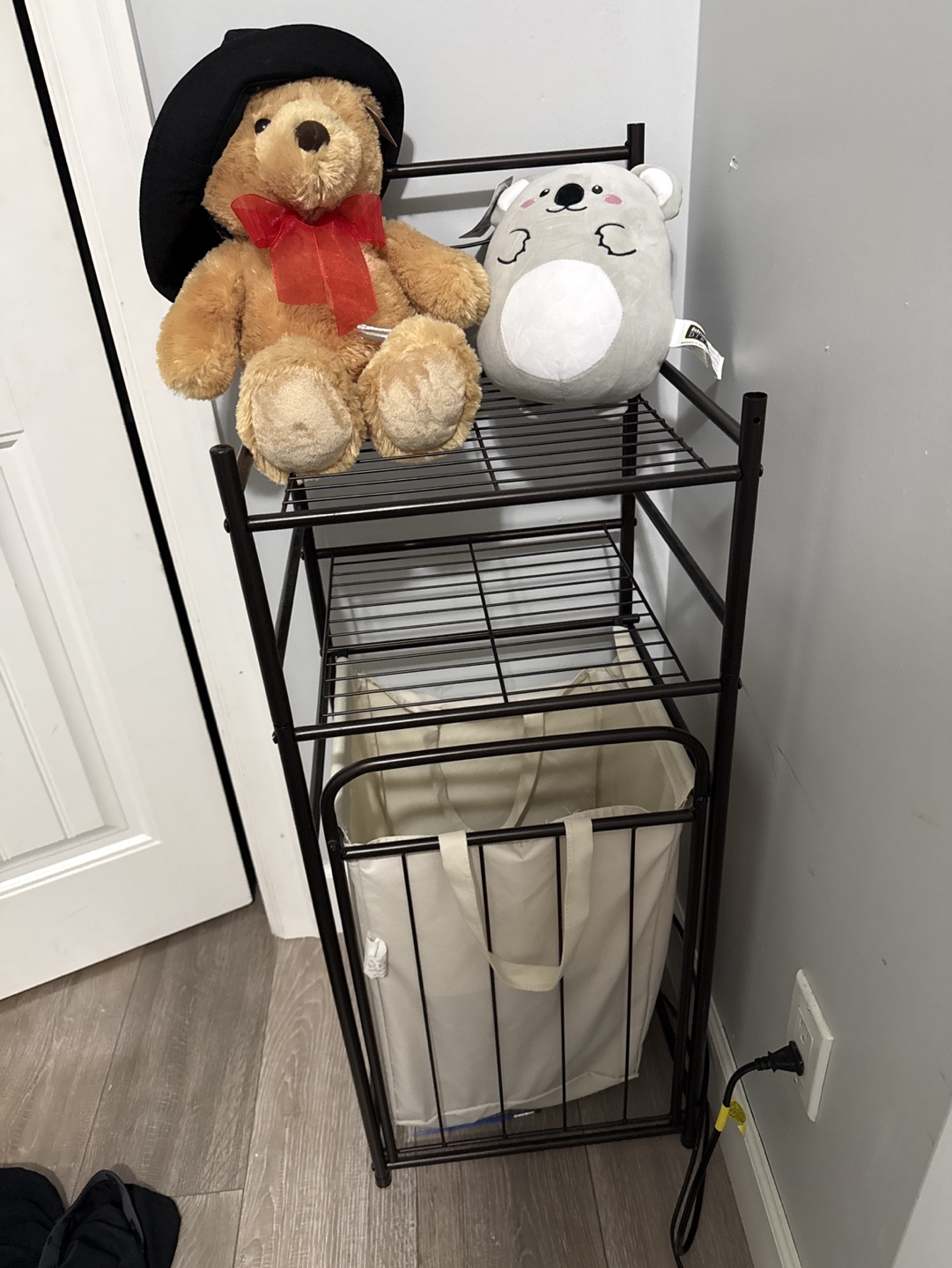 Three-Tier Storage Shelf with Laundry Hamper