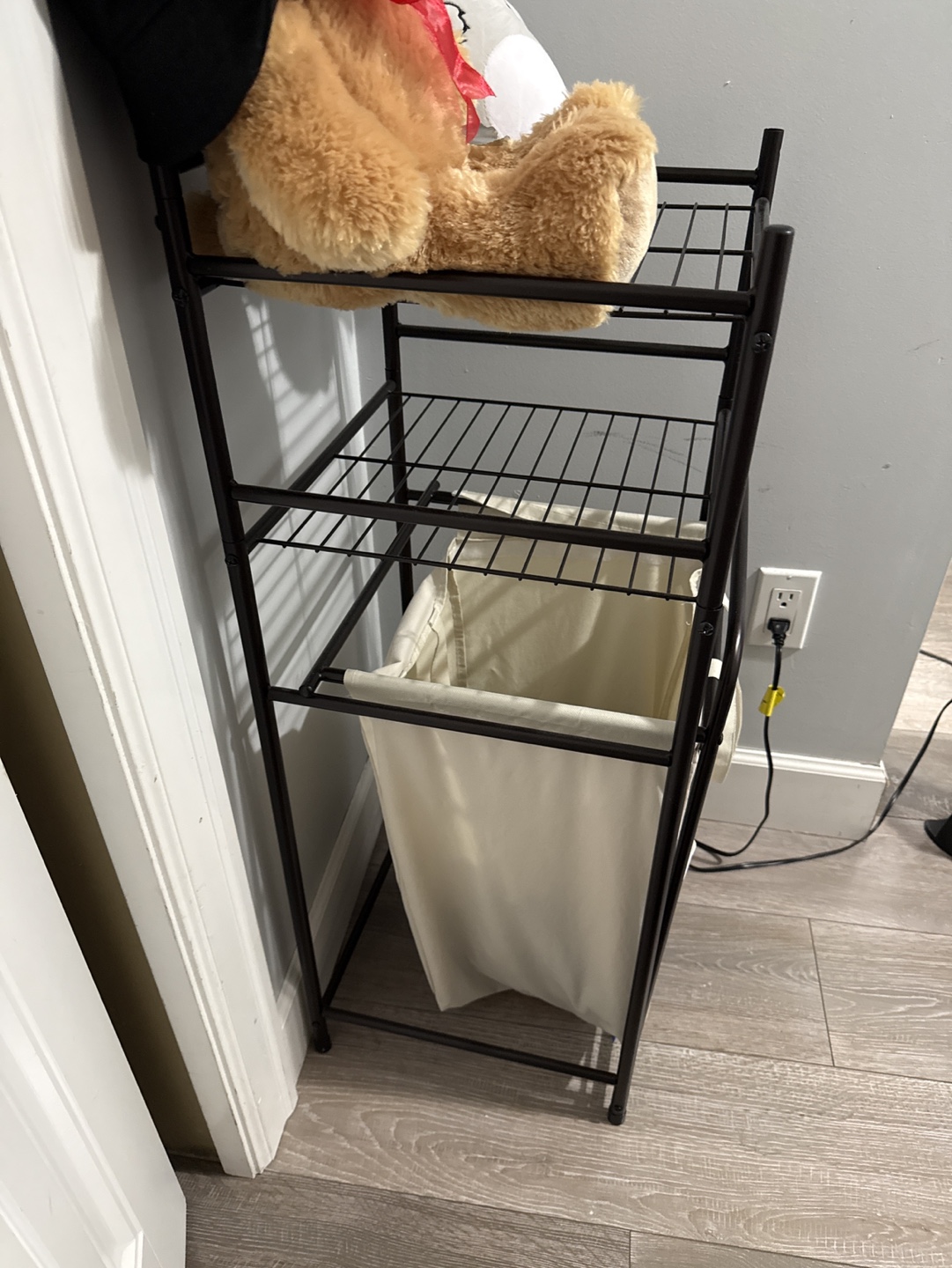 Three-Tier Storage Shelf with Laundry Hamper - photo 3