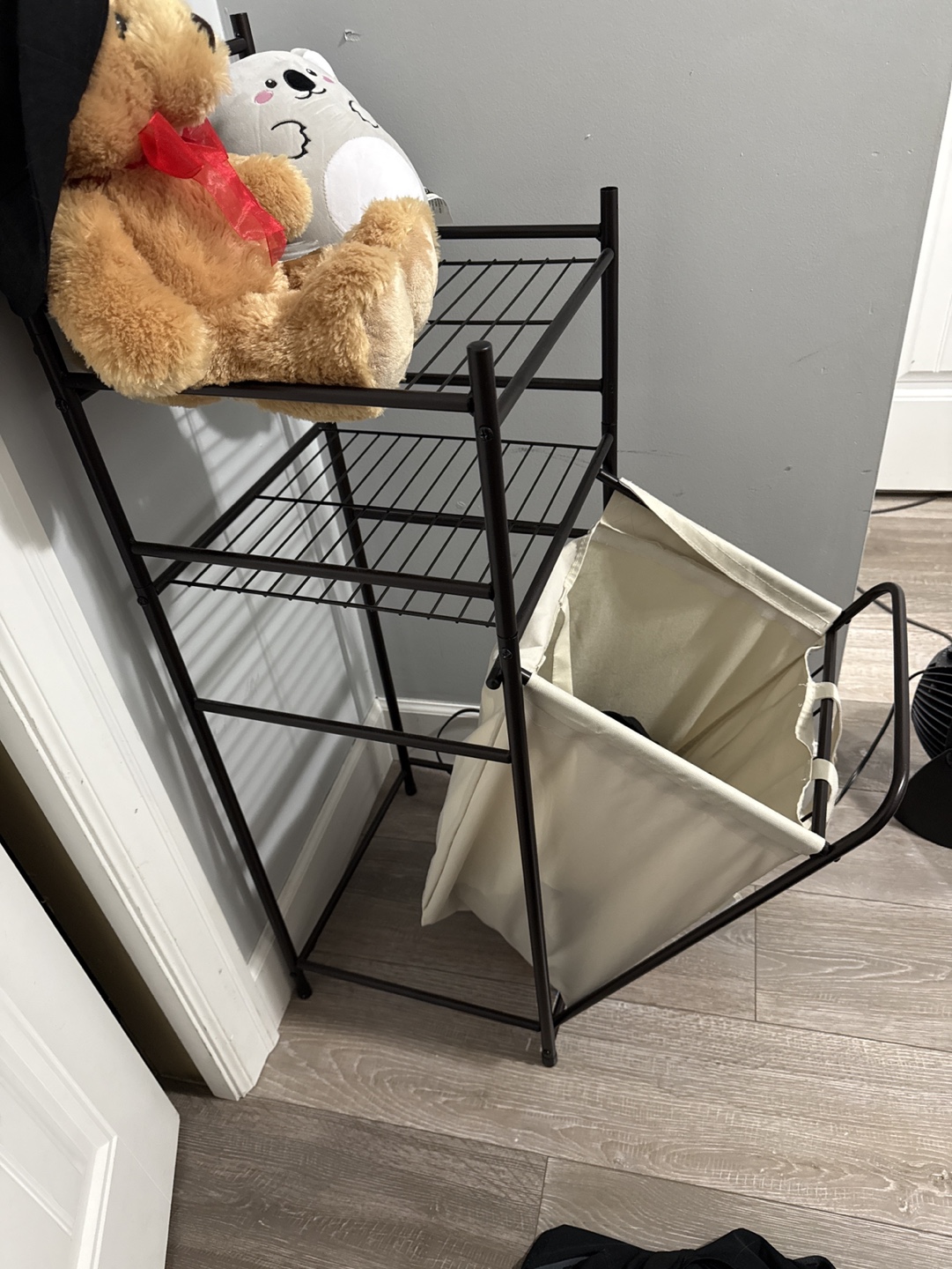Three-Tier Storage Shelf with Laundry Hamper - photo 2