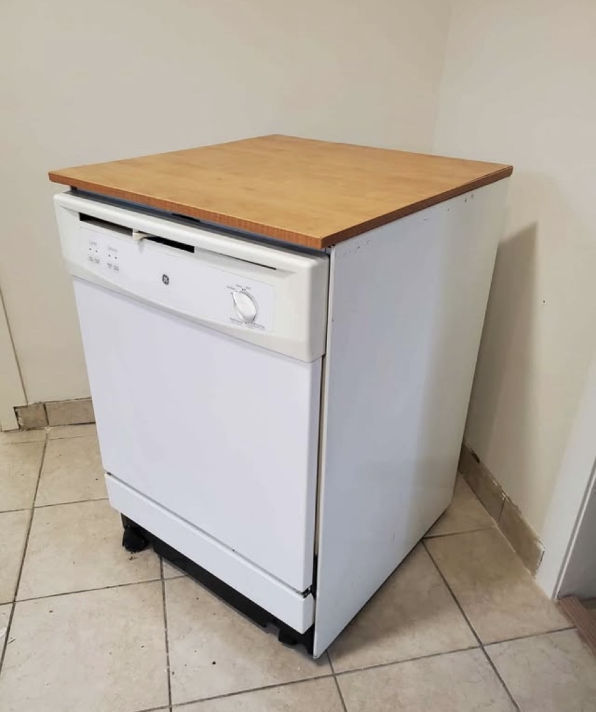 GE Profile Dishwasher - White with Wood Top