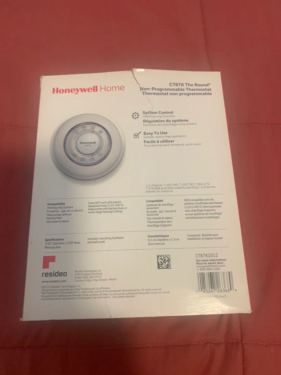 Honeywell Home CT87K The Round Non-Programmable Thermostat image indicator(2)