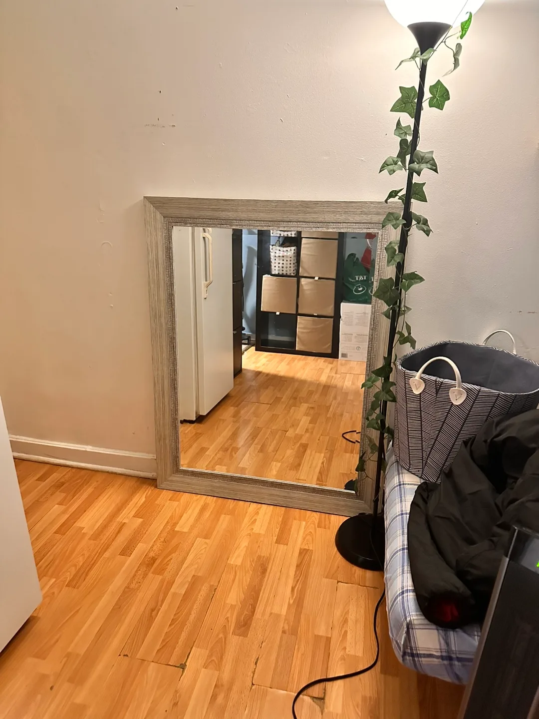 Large Floor Mirror with Grey Frame thumbnail