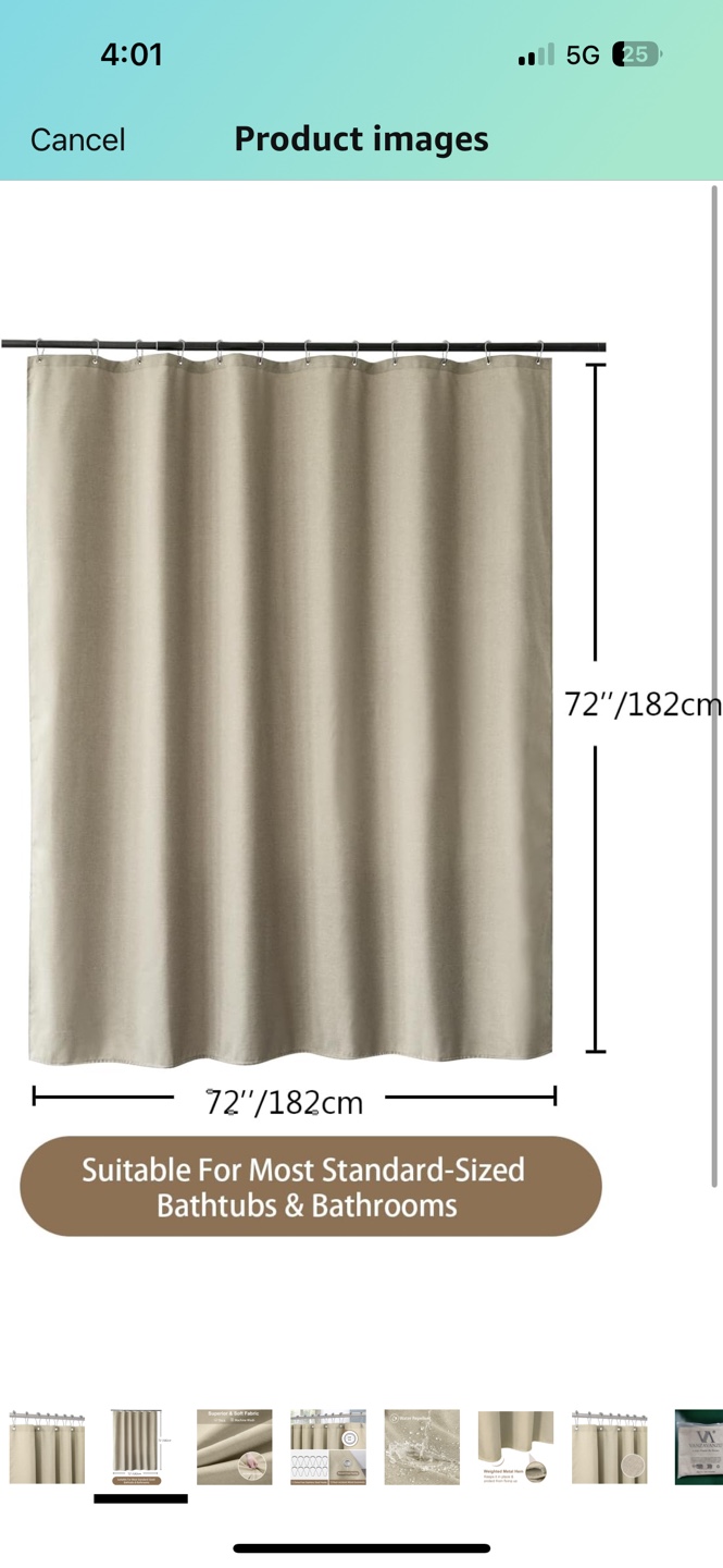 Beige Shower Curtain - Wrinkle Resistant & Machine Washable - photo 4