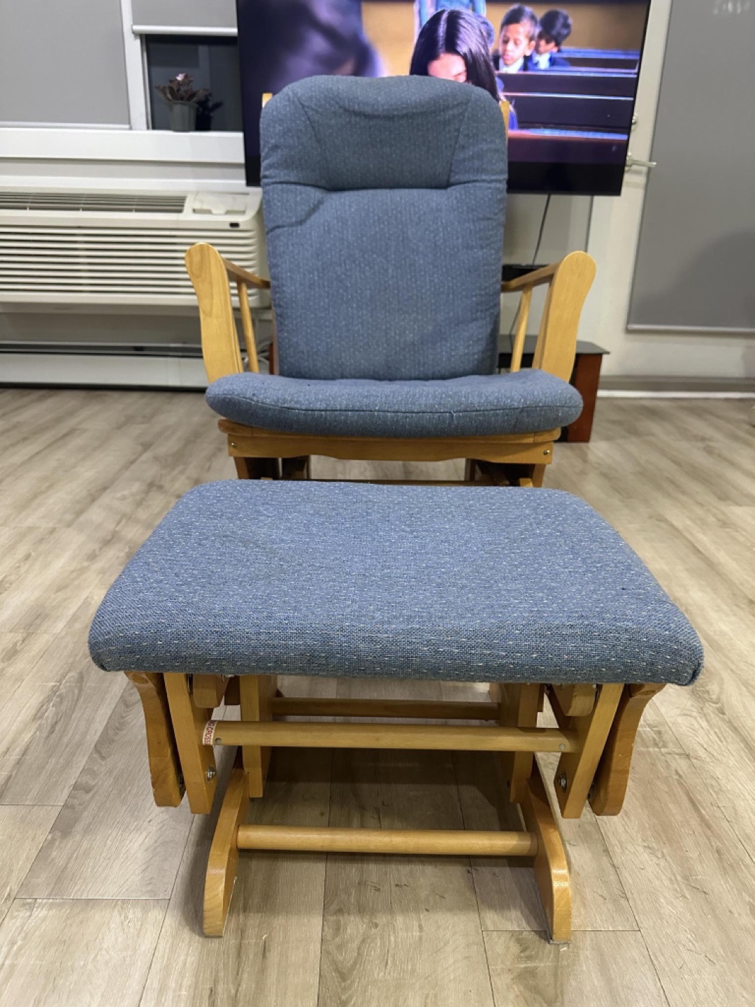 Wooden Rocking Chair and Ottoman Set