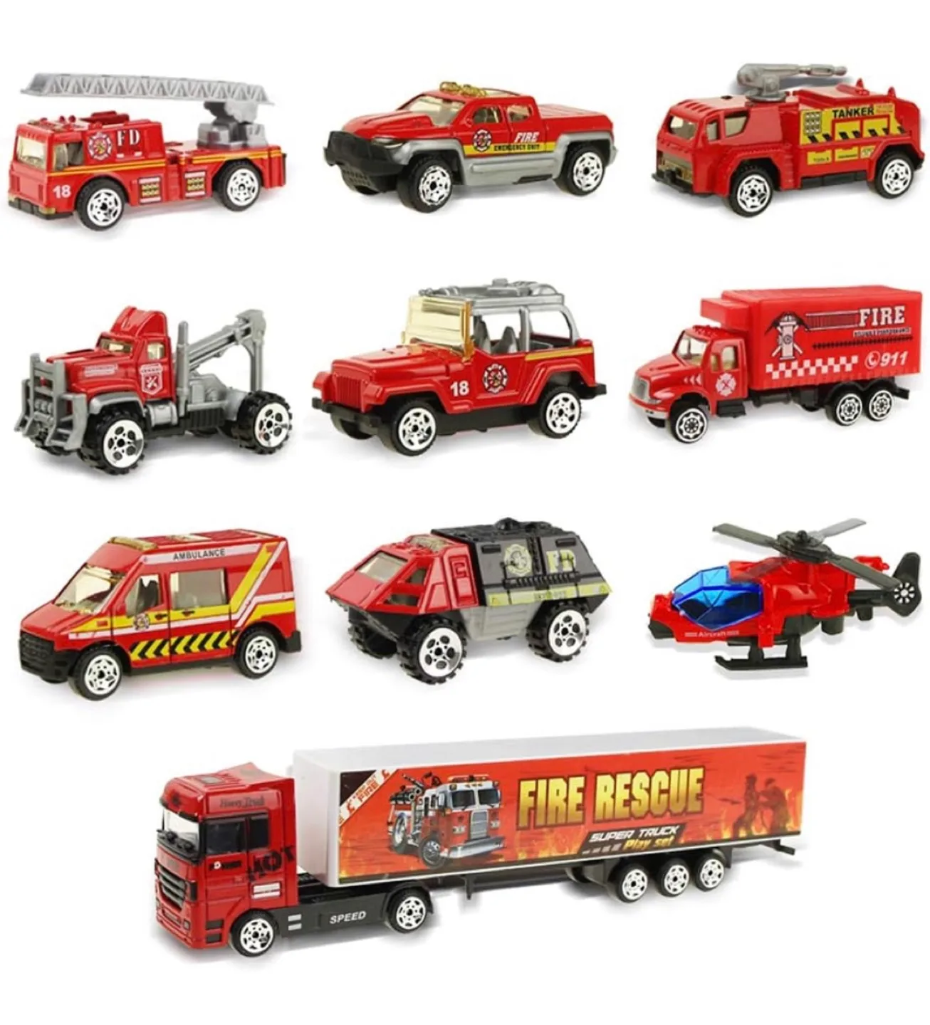 Coolplay Super Truck Carrier Toy Set Fire Truck image indicator(5)