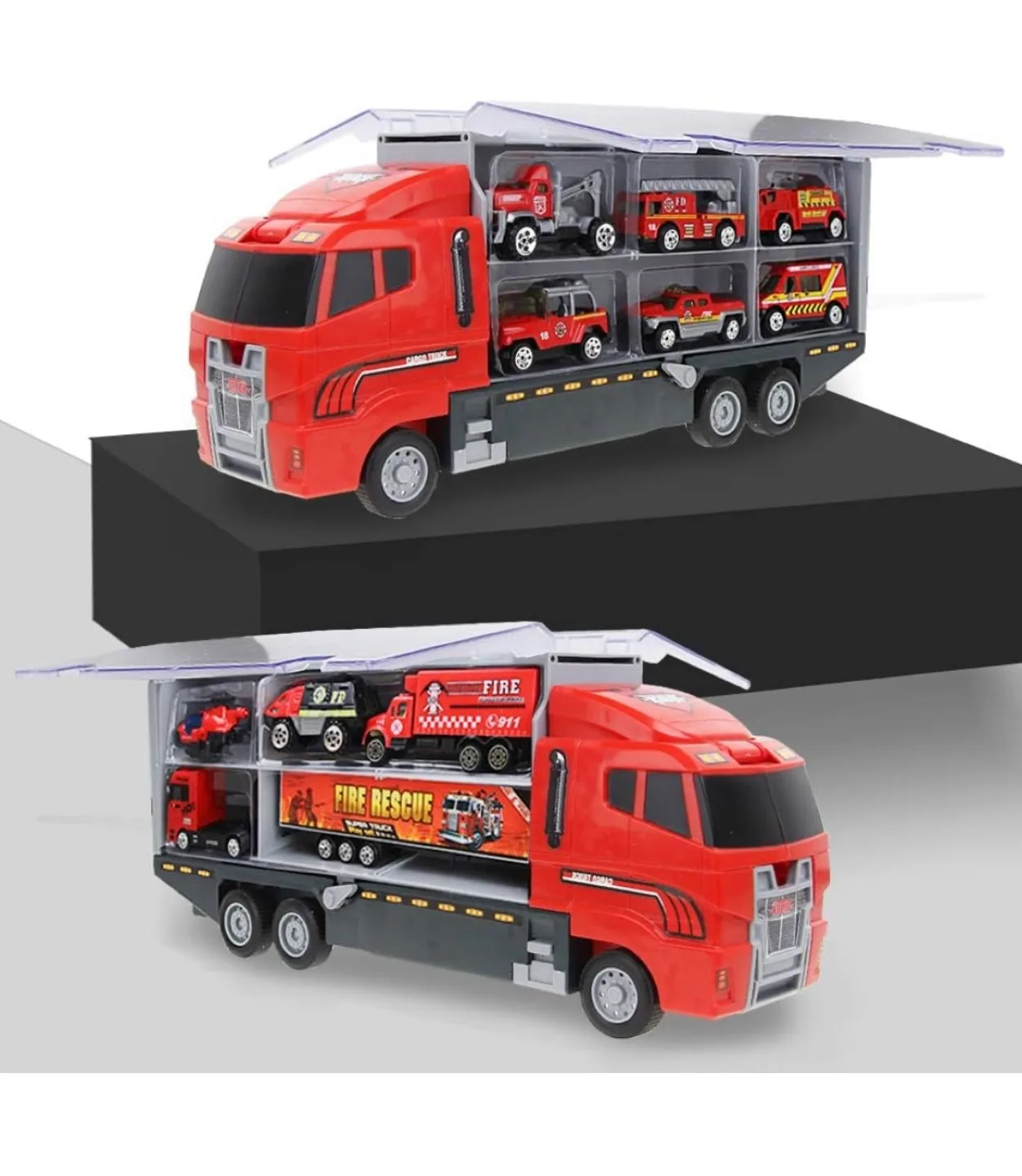 Coolplay Super Truck Carrier Toy Set Fire Truck image indicator(6)