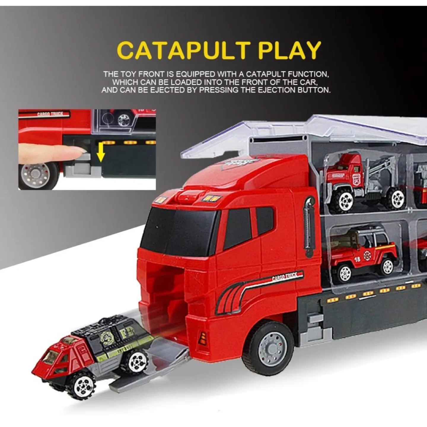 Coolplay Super Truck Carrier Toy Set Fire Truck image indicator(4)