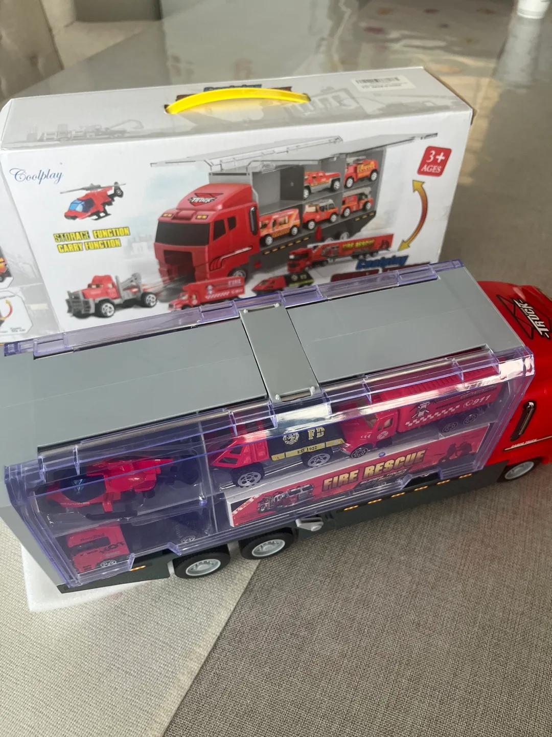 Coolplay Super Truck Carrier Toy Set Fire Truck image indicator(3)