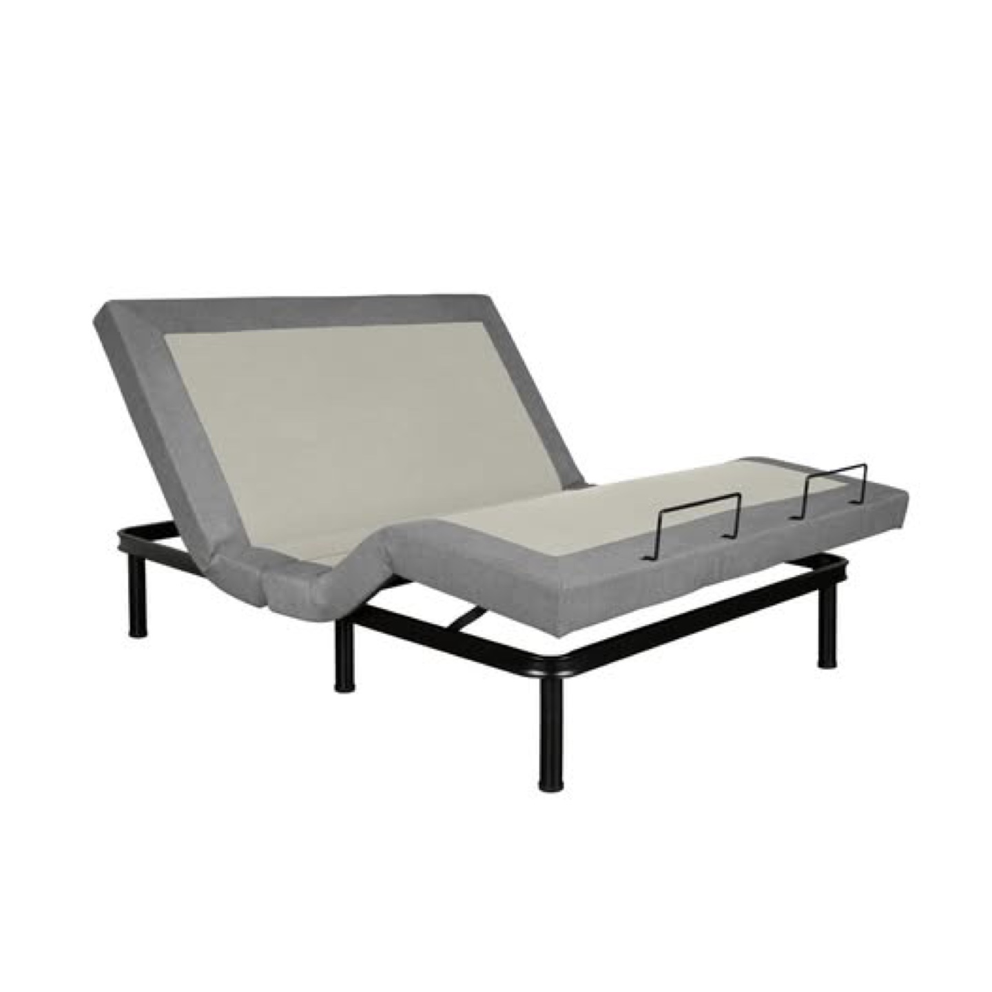 Adjustable king bed frame with purple mattress