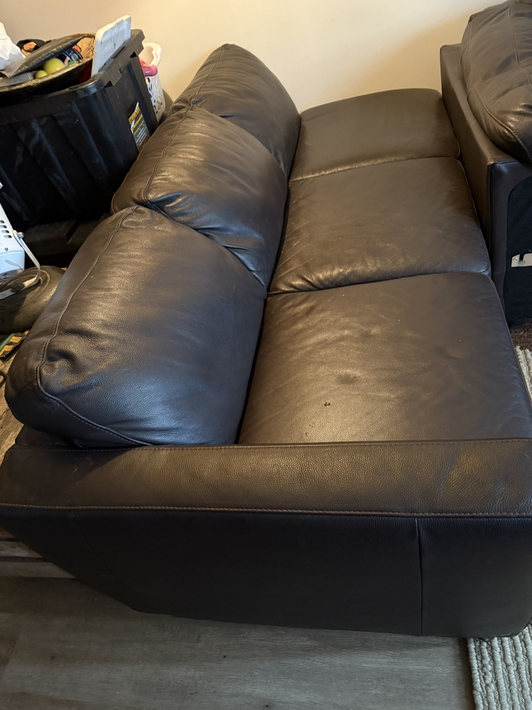 Dark Brown Leather Sectional Sofa - photo 2