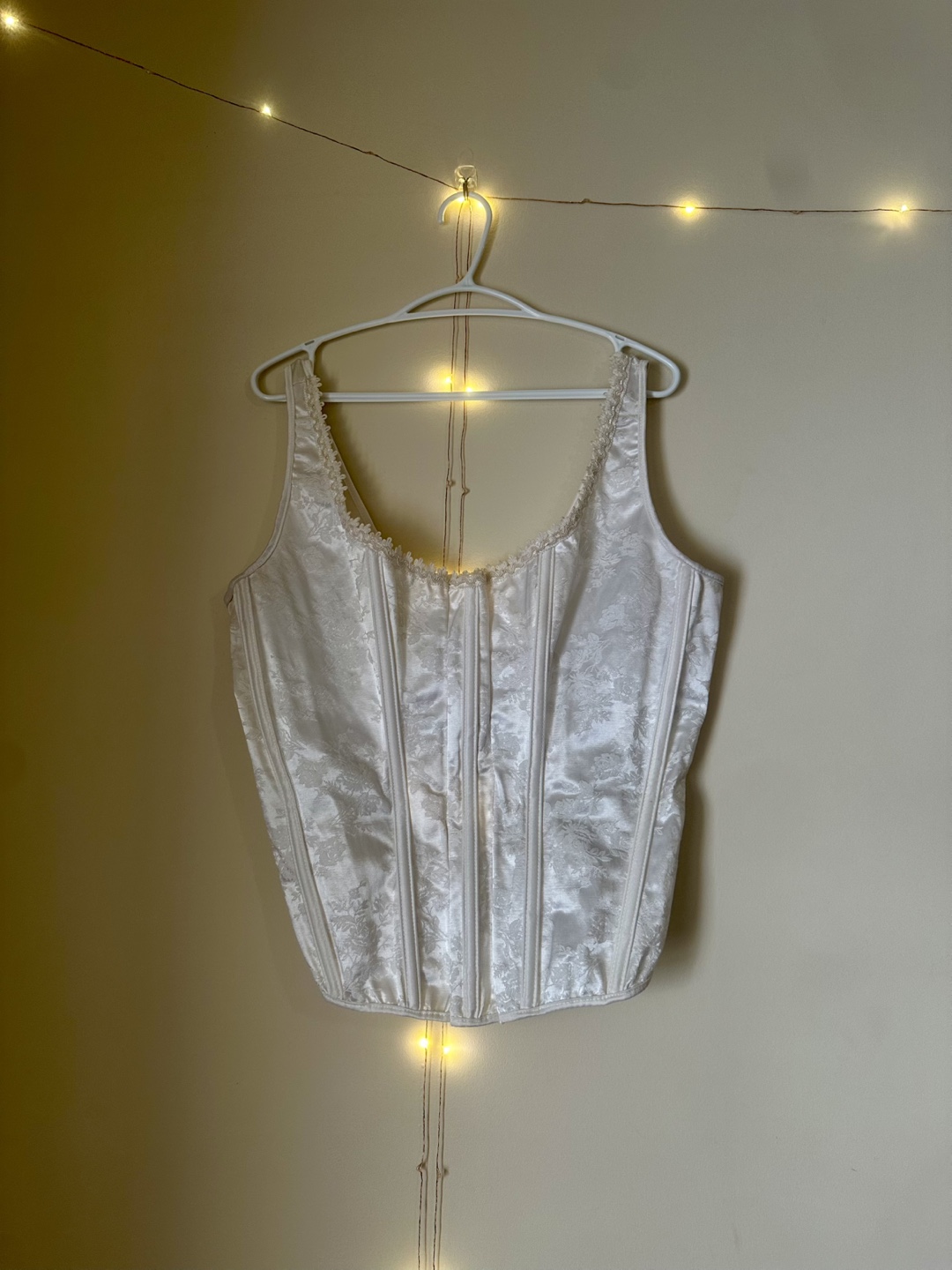 Vintage White Satin Corset Top - Plus Sized