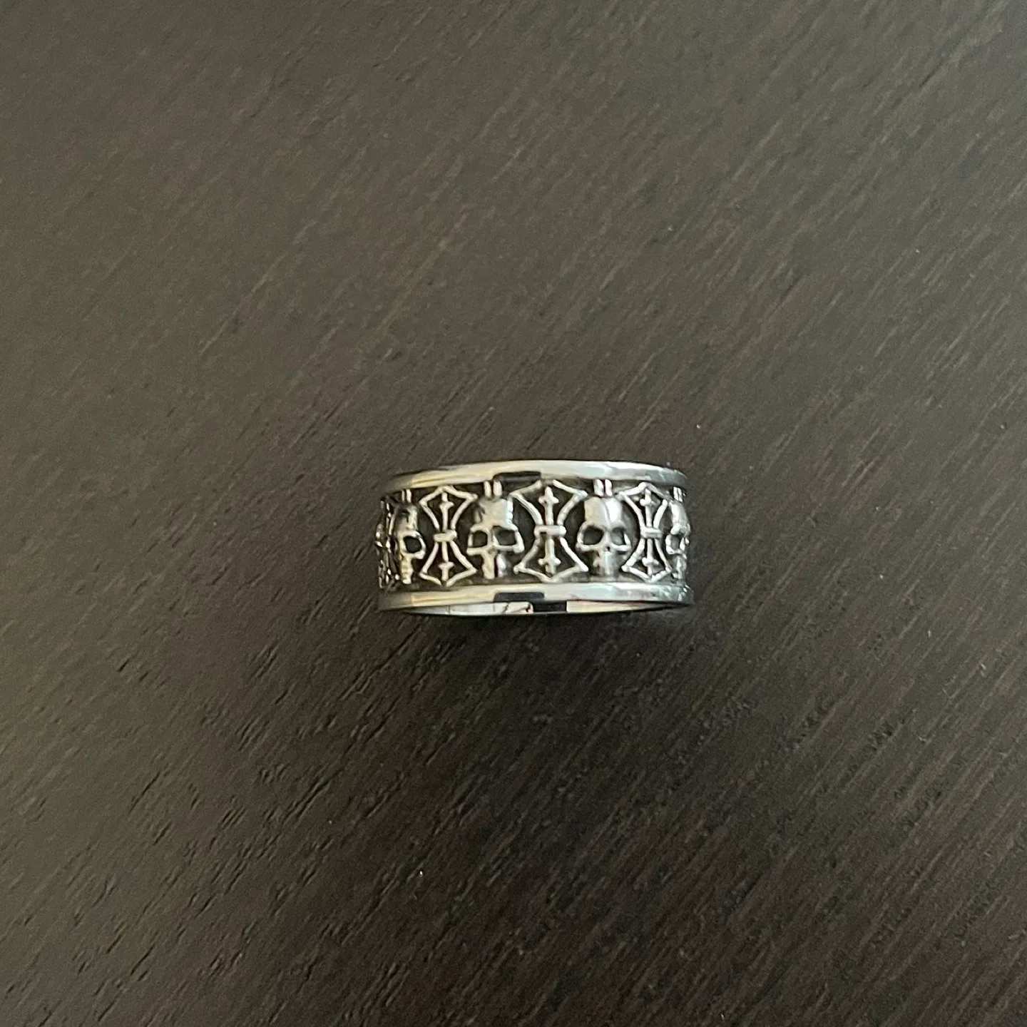 Stainless Steel Silver Skull Band Ring image indicator(4)