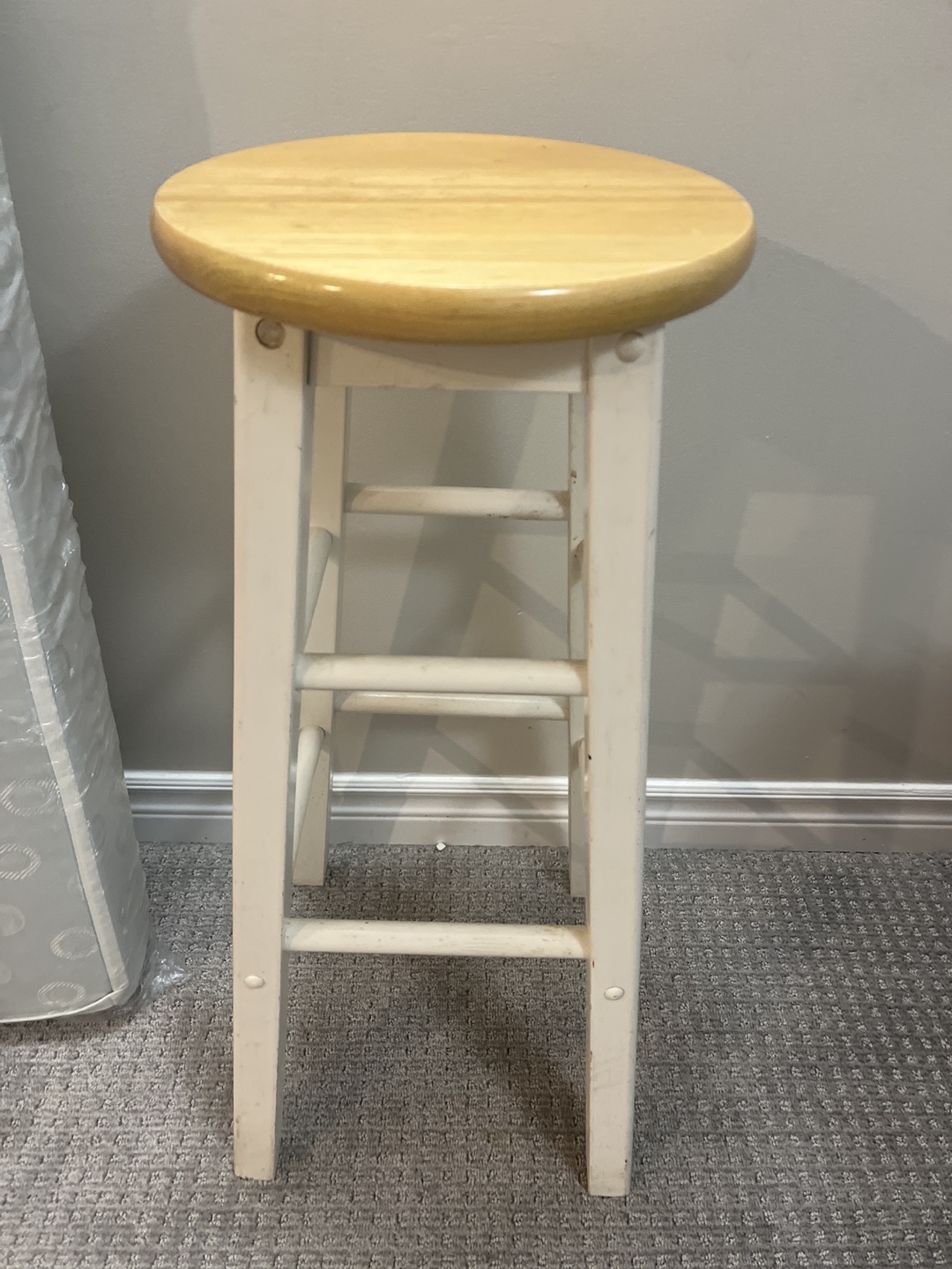 White Wooden Bar Stool - photo 2