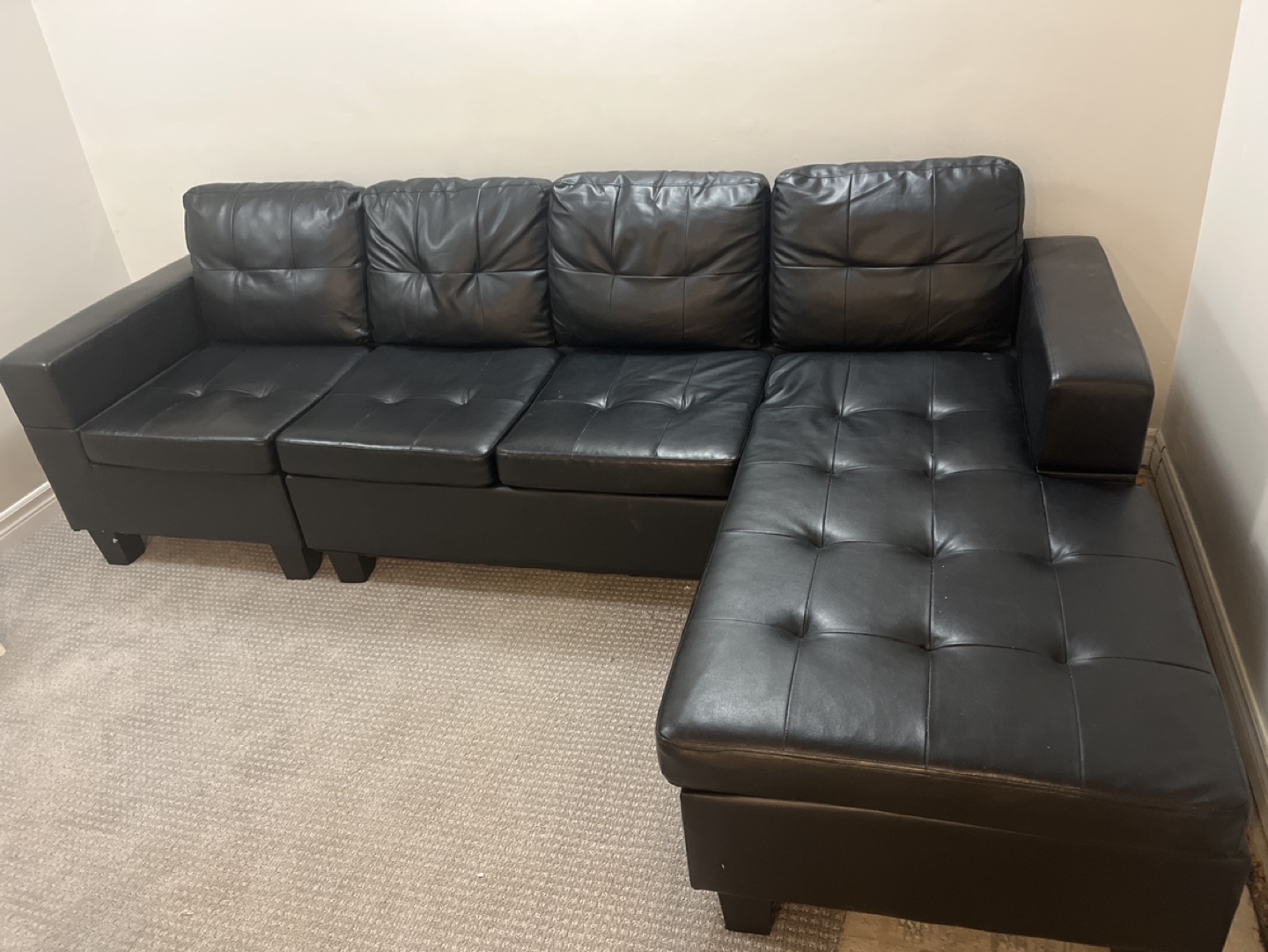 Black Leather Sectional Sofa