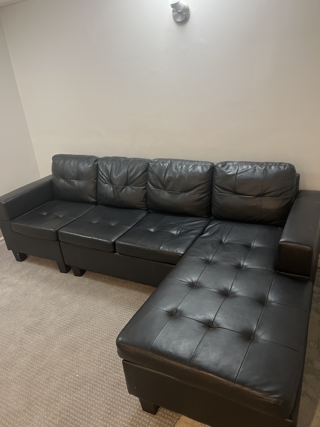 Black Leather Sectional Sofa - photo 2