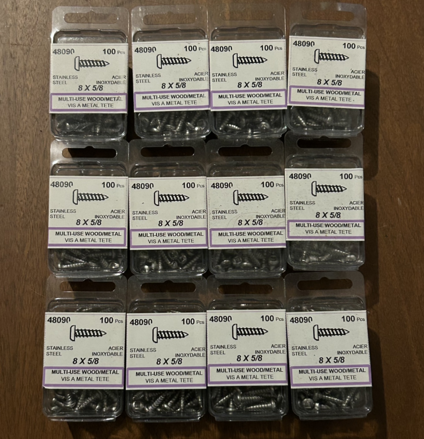 #8 X 5/8 inch Stainless Steel Screws