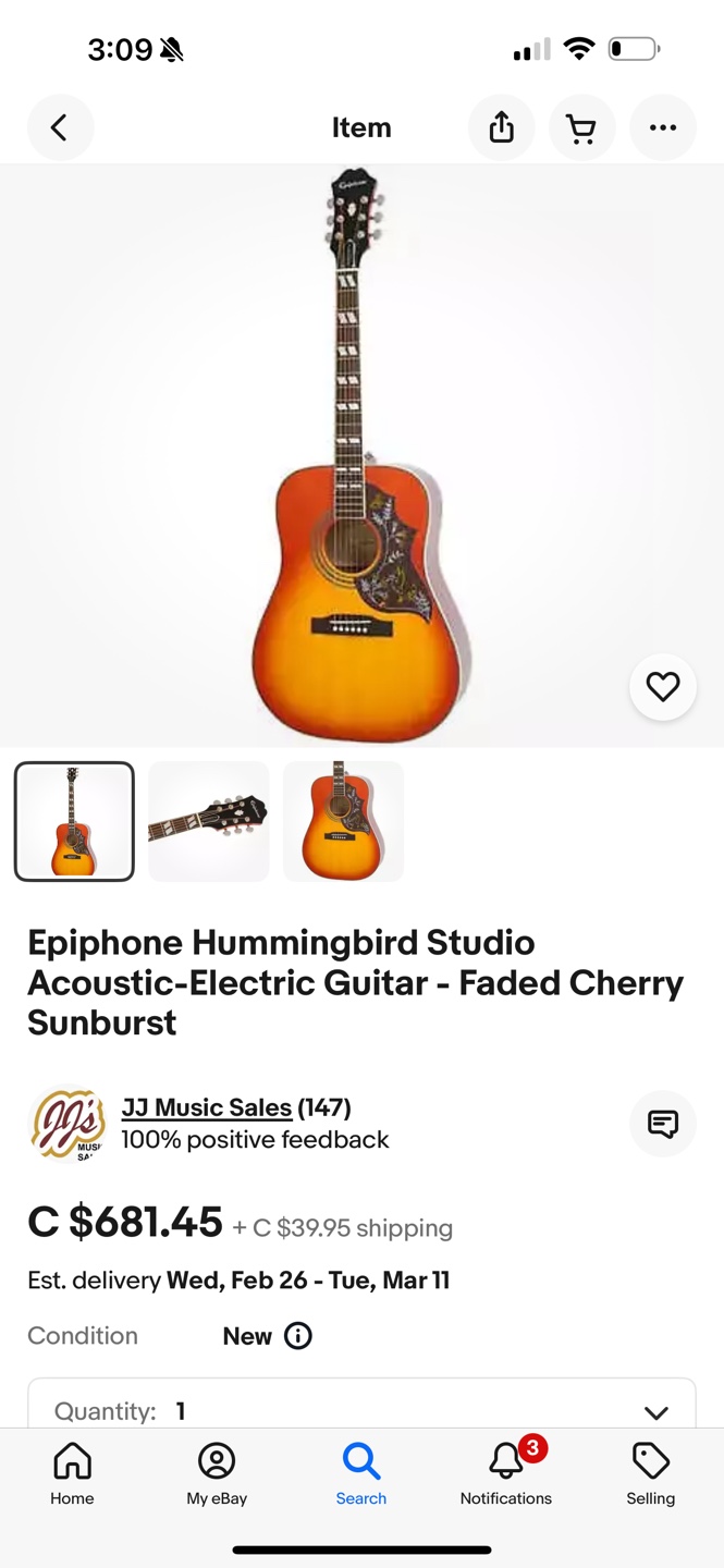 Epiphone Hummingbird Acoustic-Electric Guitar - photo 2