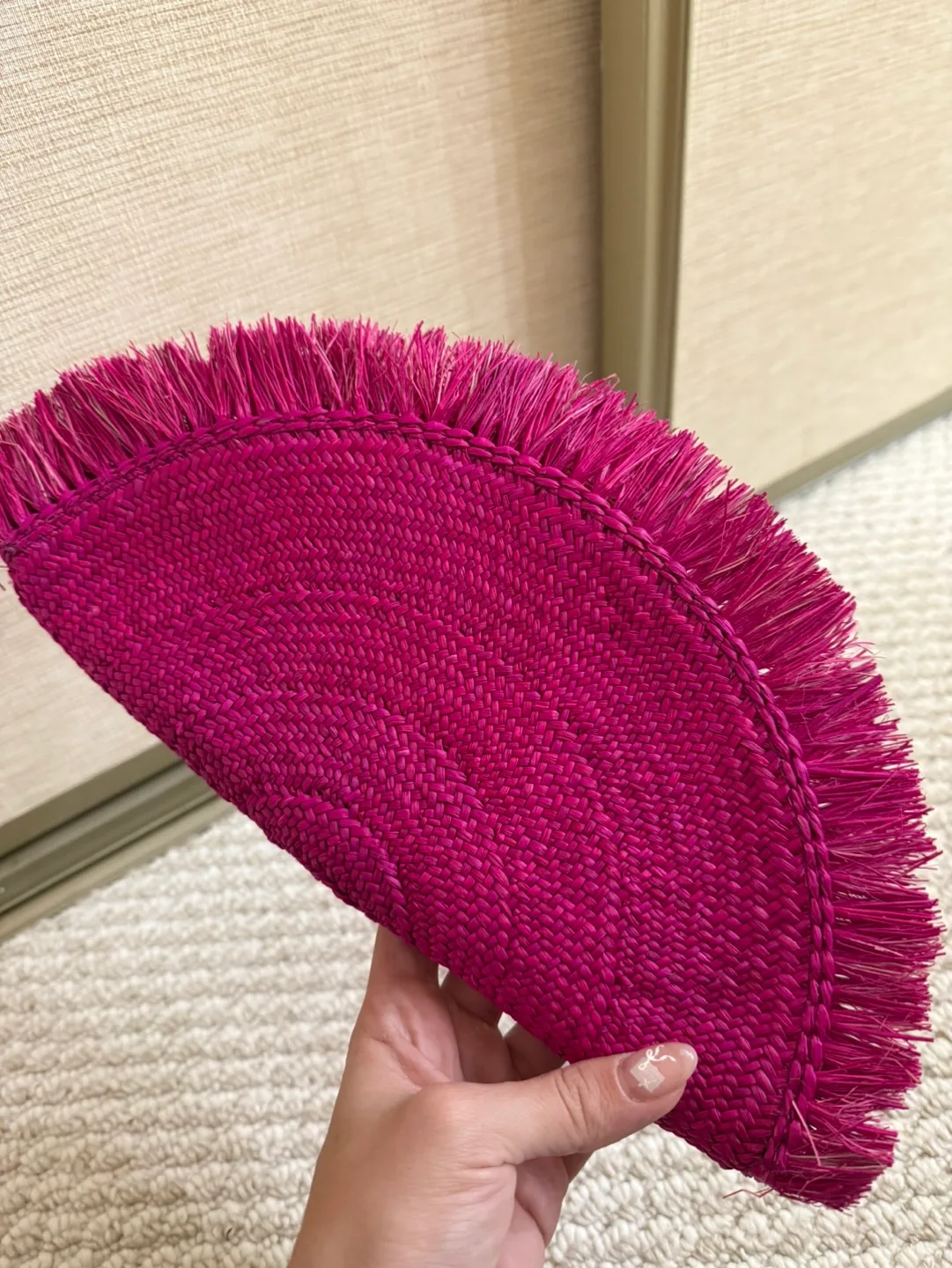 Amarena Pink Raffia Clutch image indicator(2)