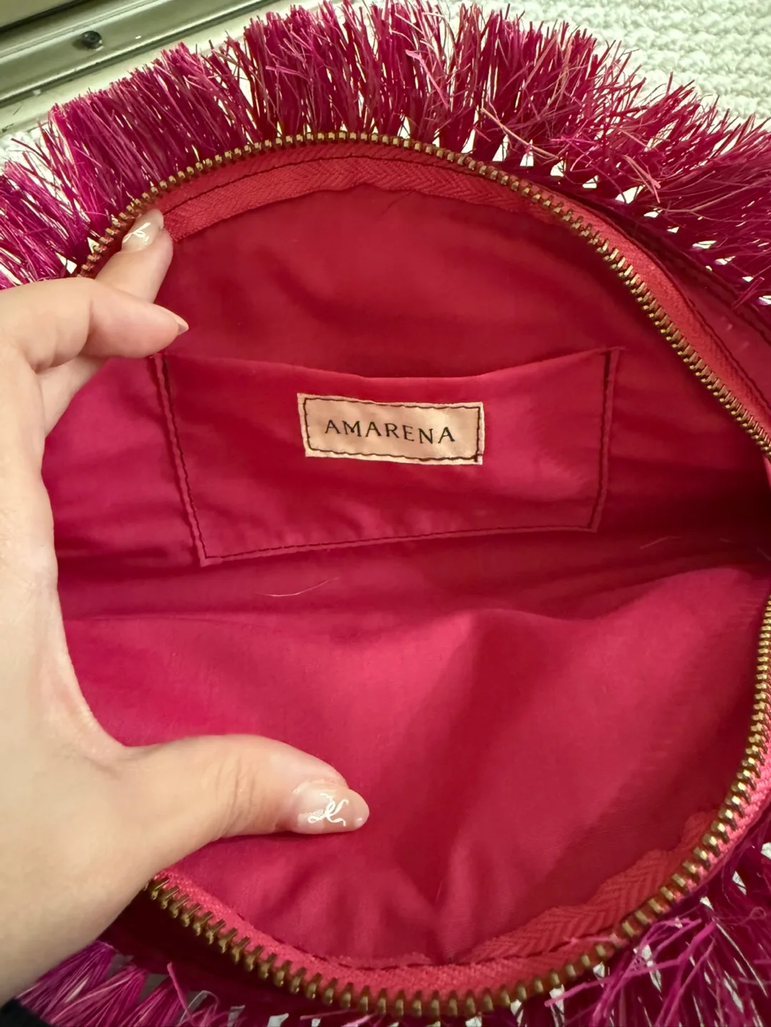 Amarena Pink Raffia Clutch image indicator(3)