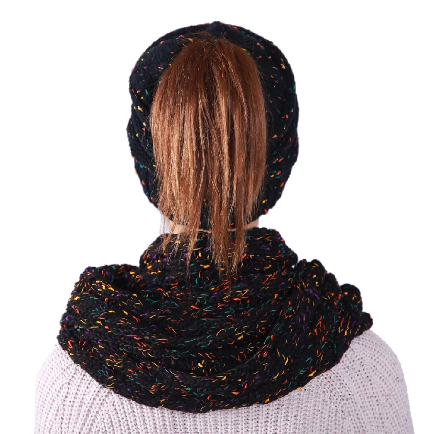 Black Knit Beanie Hat and Scarf Set image indicator(3)