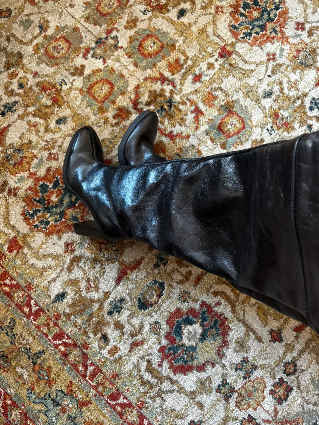 Zara Black Leather Thigh-High Boots image indicator(3)