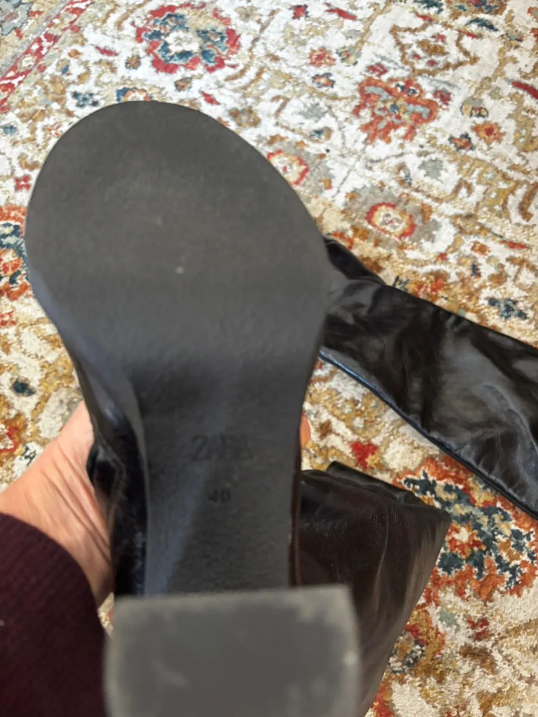 Zara Black Leather Thigh-High Boots image indicator(6)