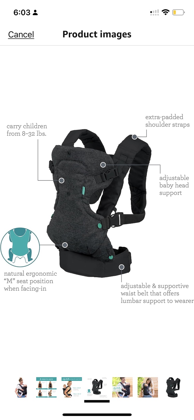 Black Denim Infantino 4-in-1 Carry-On Baby Carrier