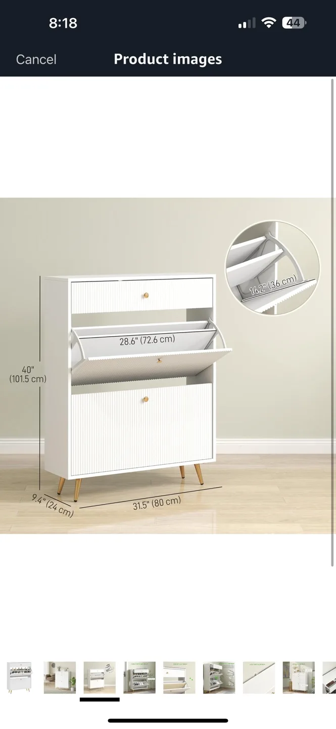 White Shoe Cabinet with Gold Legs image indicator(2)