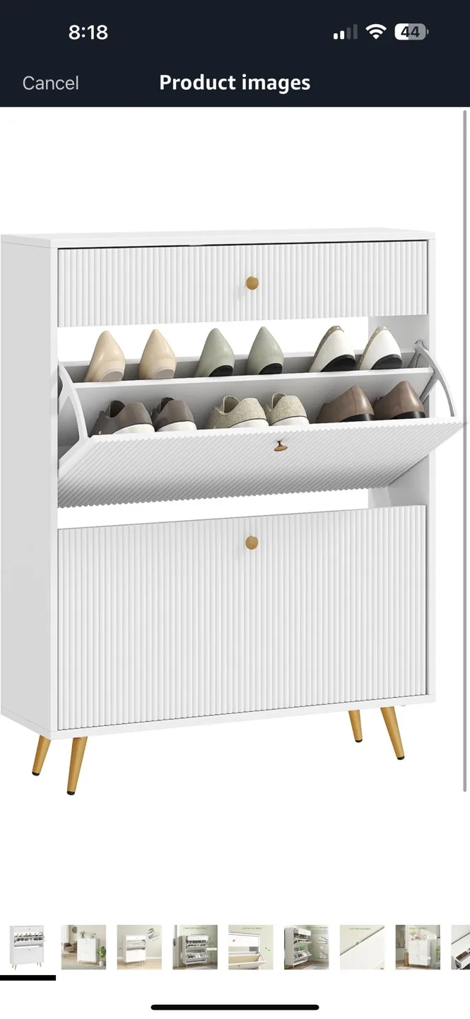 White Shoe Cabinet with Gold Legs image indicator(3)