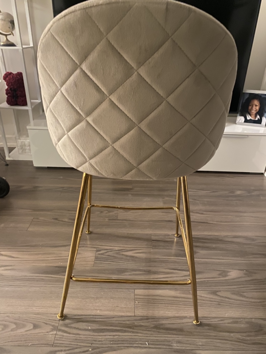 Beige Velvet Chair with Gold Legs - photo 2