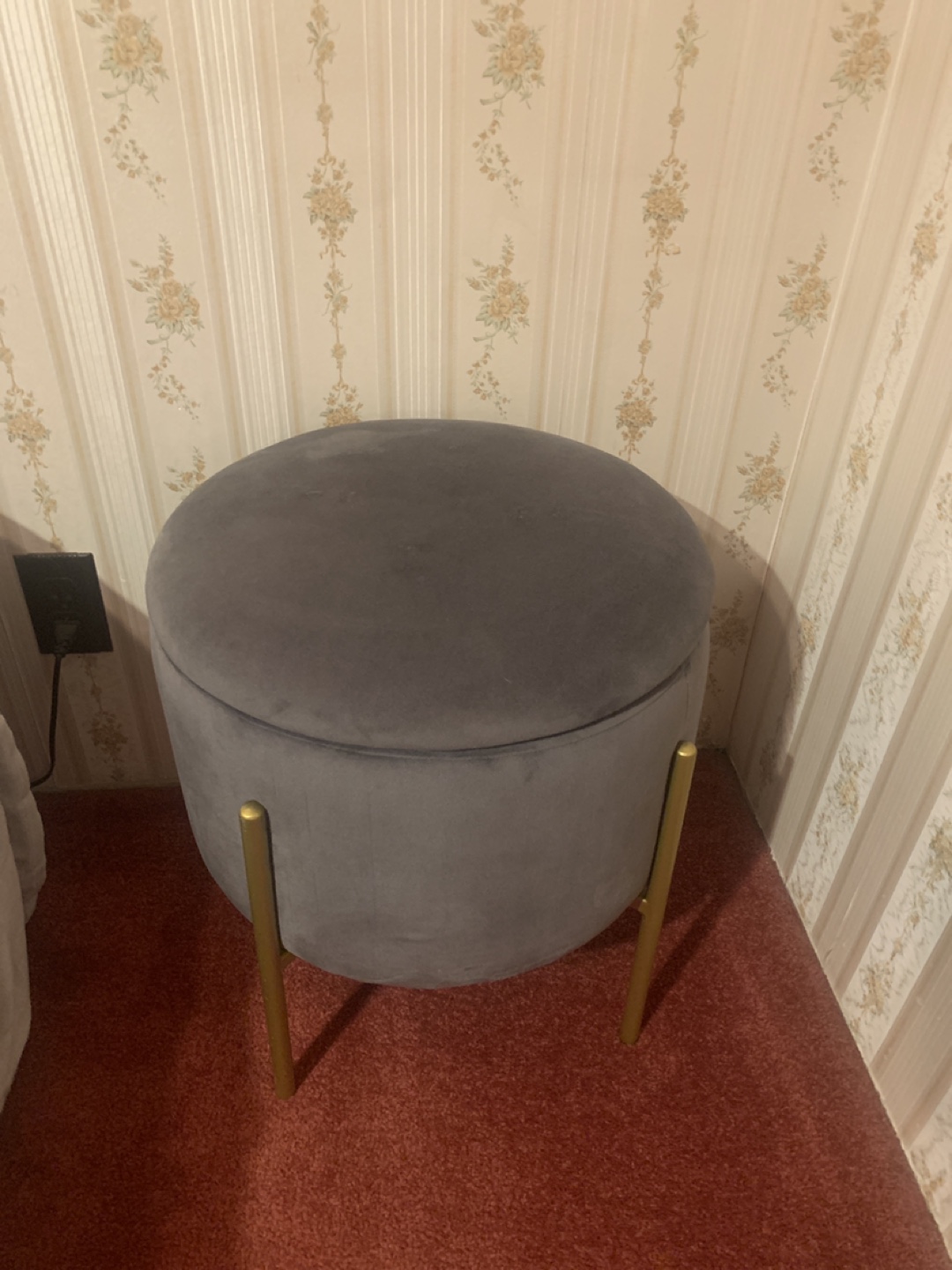 Velvet Storage Ottoman with Gold Legs
