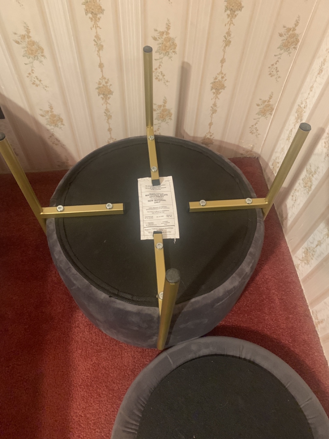 Velvet Storage Ottoman with Gold Legs - photo 3