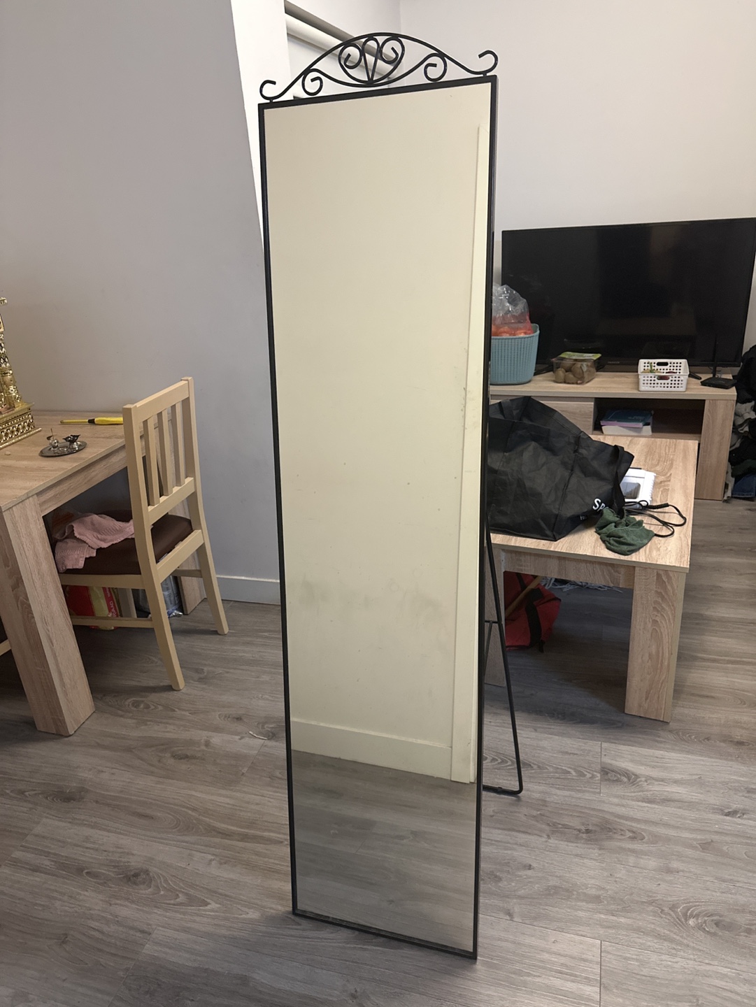 Full-Length Freestanding Mirror with Ornate Frame