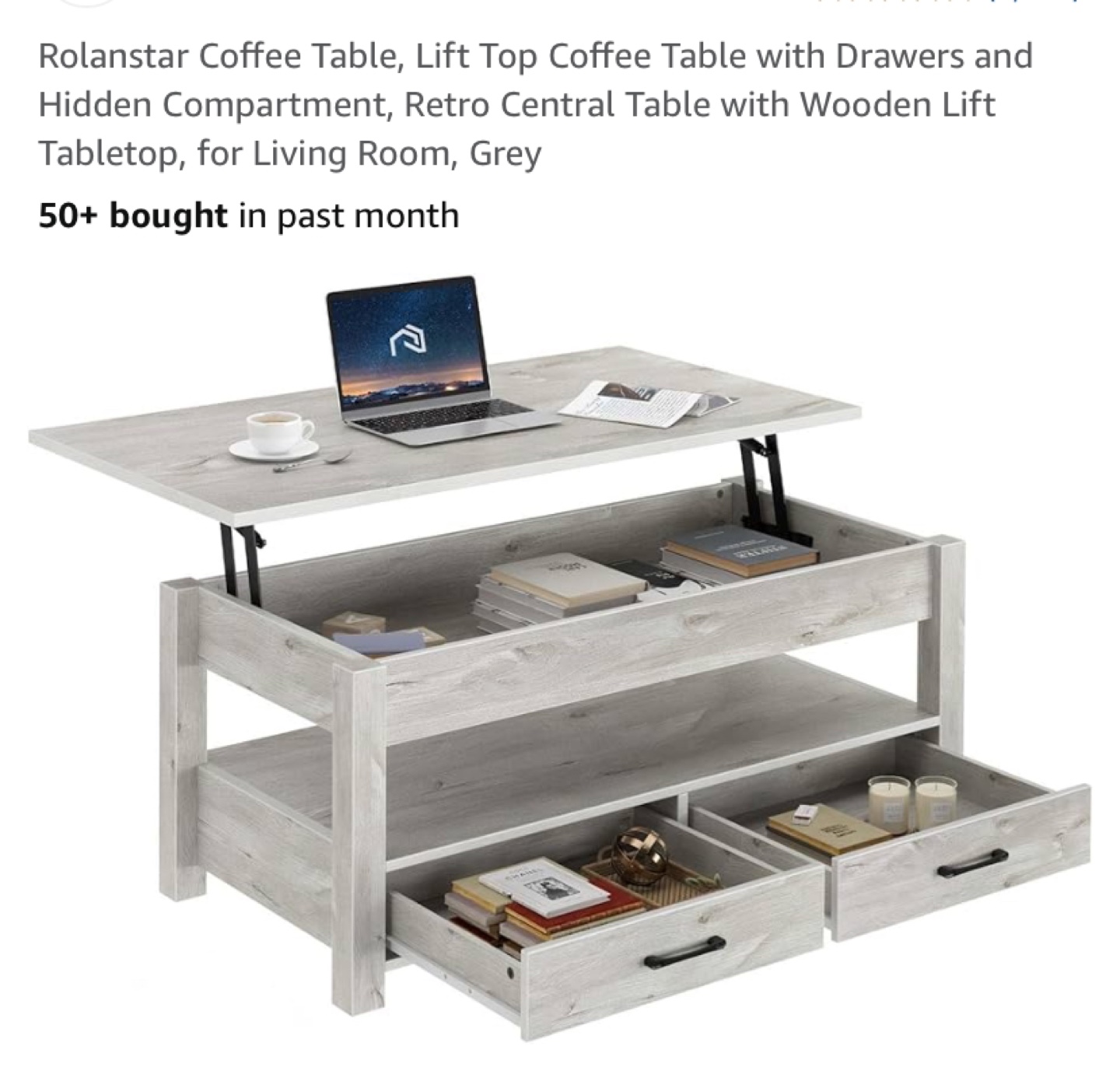 Rolantar Lift Top Coffee Table with Storage - photo 4