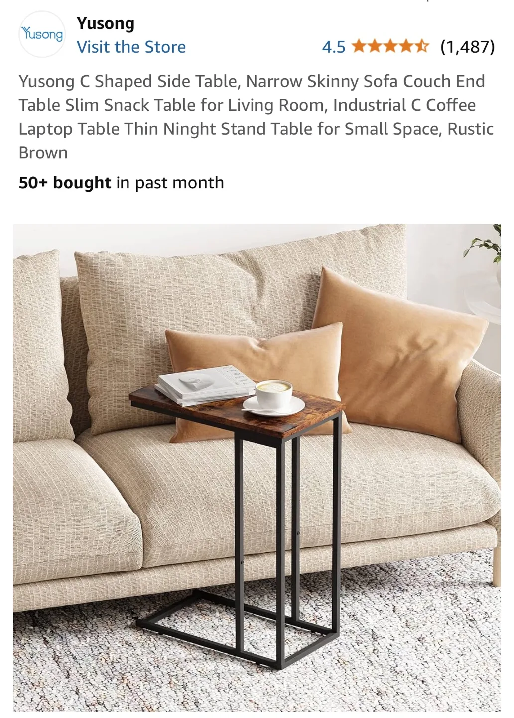 Rustic Brown C-Shaped Side Table image indicator(4)