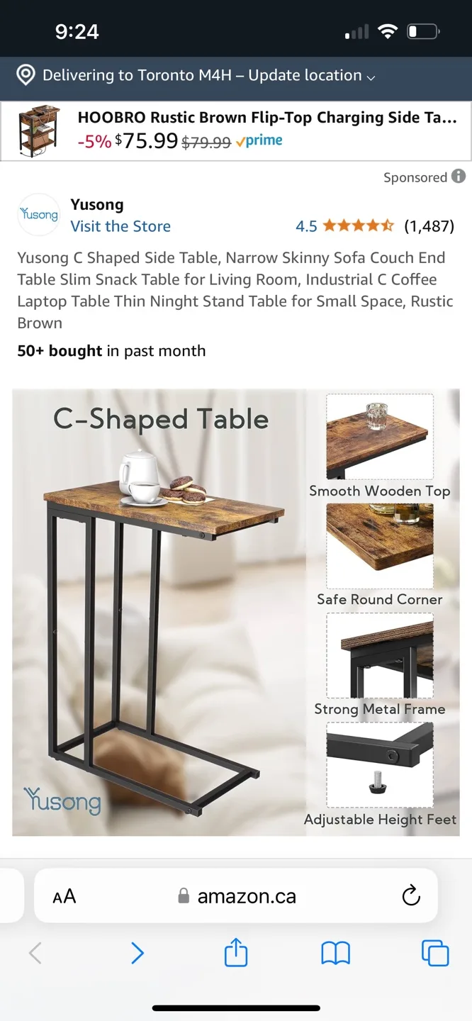 Rustic Brown C-Shaped Side Table image indicator(5)