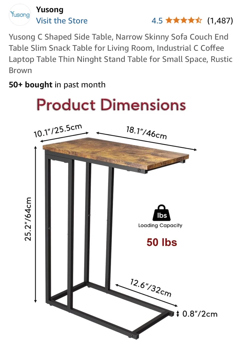 Rustic Brown C-Shaped Side Table image indicator(3)
