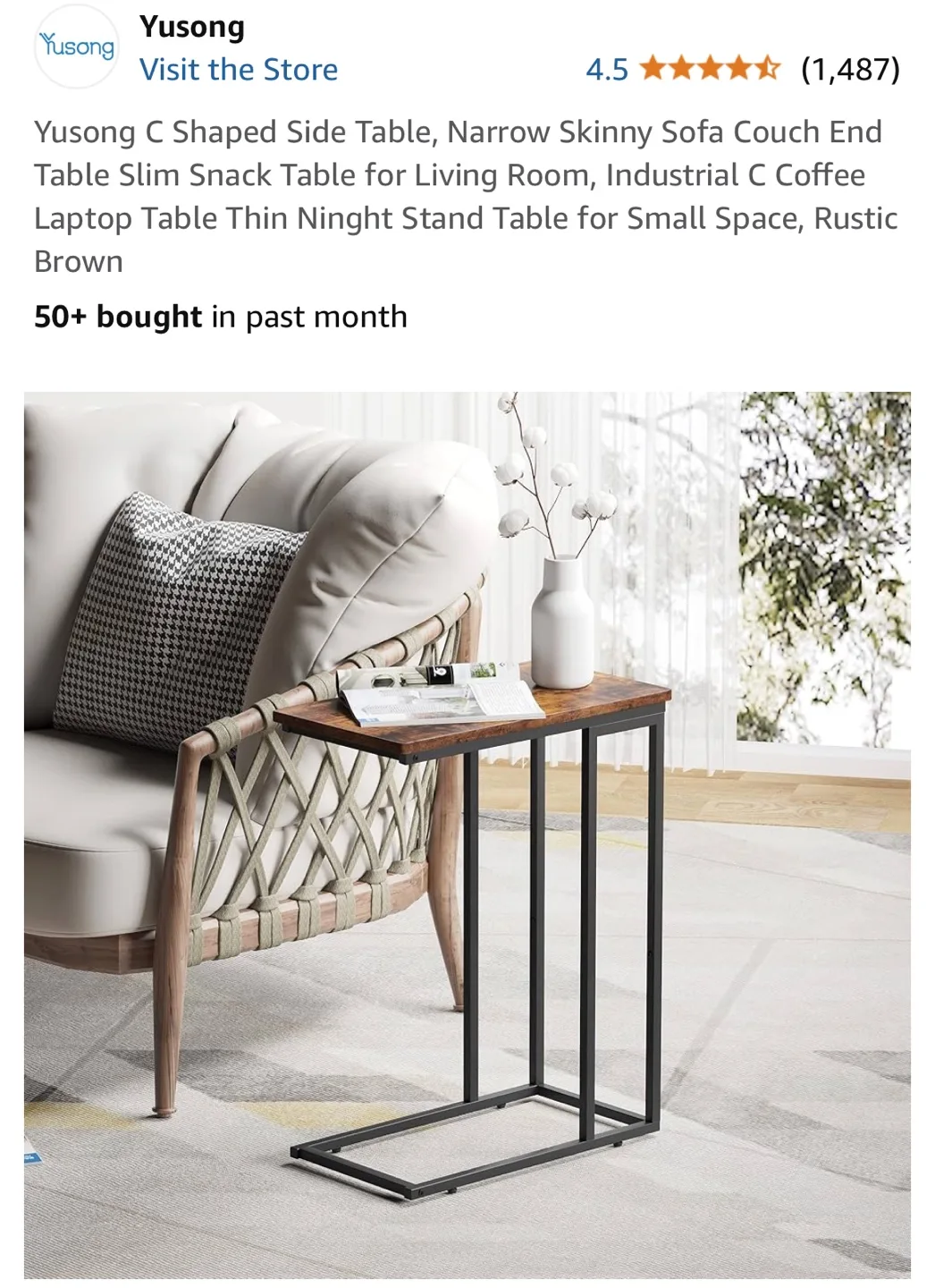 Rustic Brown C-Shaped Side Table image indicator(8)