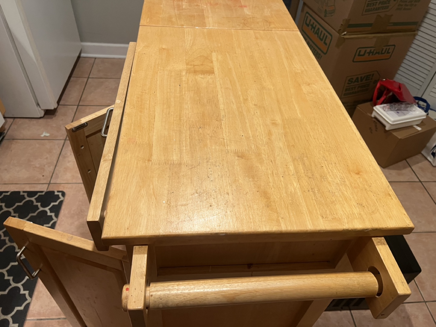 Wood Kitchen Cart with Drop-Leaf and Storage - photo 3