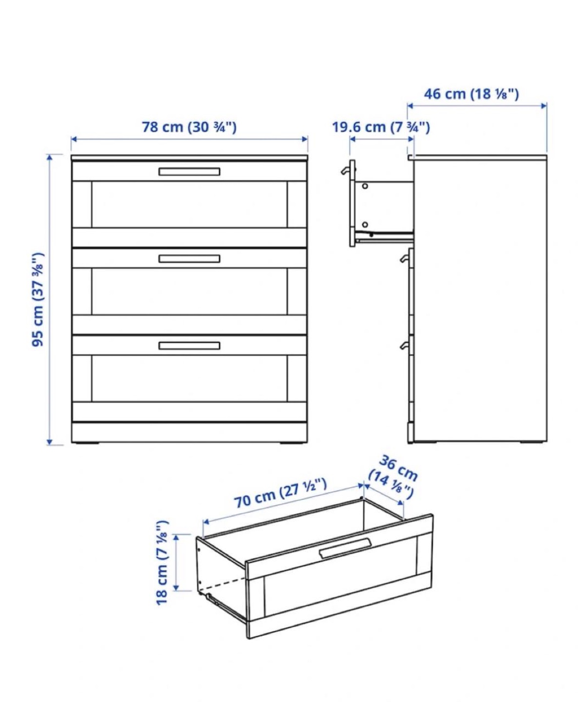 Moving out sale IKEA 3-Drawer Chest White