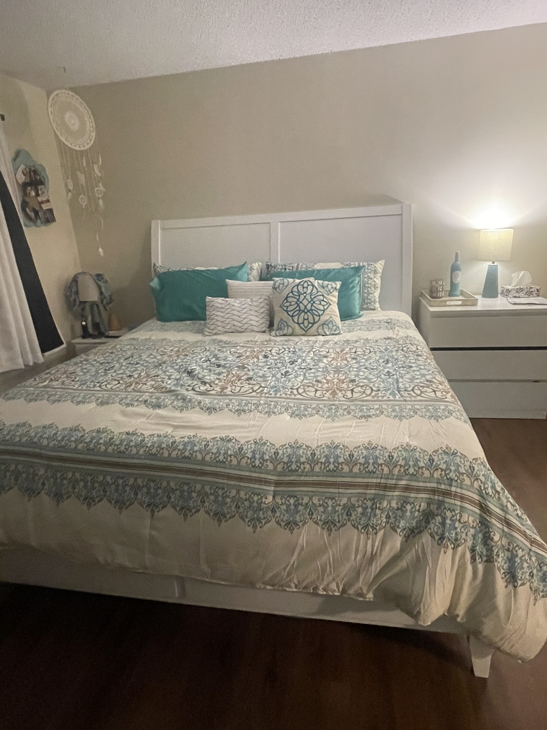 King Size White Platform Bed Frame with Drawers