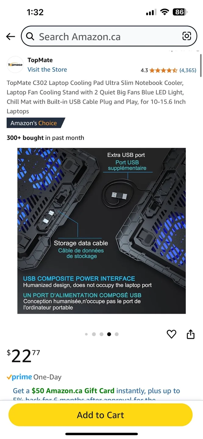 TopMate C302 Laptop Cooling Pad image indicator(4)