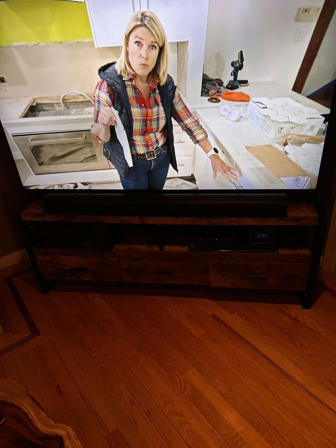Rustic Brown TV Stand with Three Drawers - photo 3